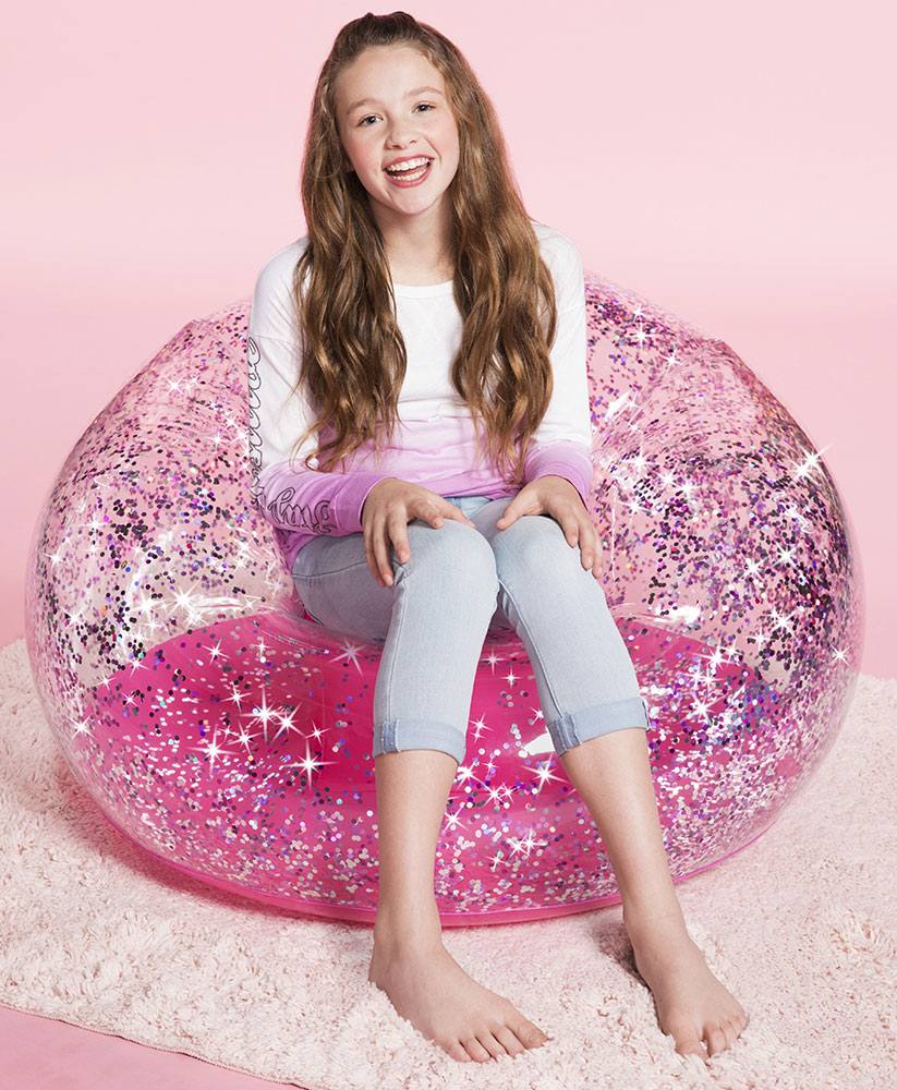 SILLA INFLABLE CONFETI ROSADO