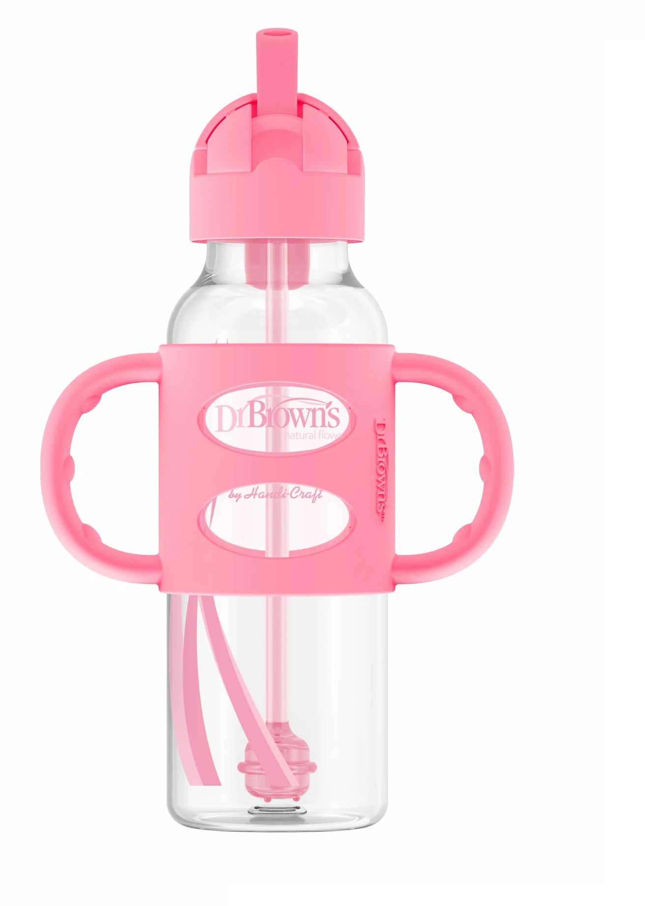 BOTELLA ESTRECHA C/PAJILLA Y ASAS ROSADO 8 ONZ
