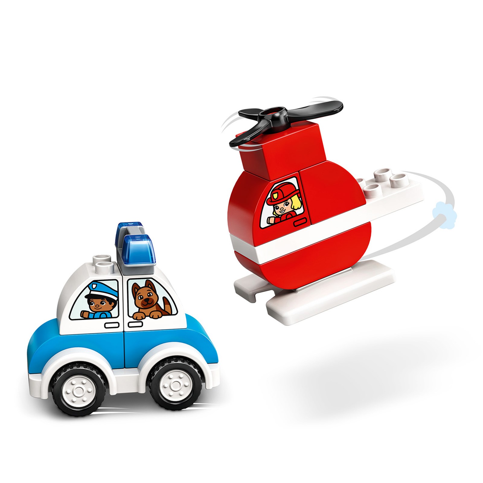 LEGO HELICOPTERO DE BOMBEROS Y AUTO DE POLICIA 14PZ