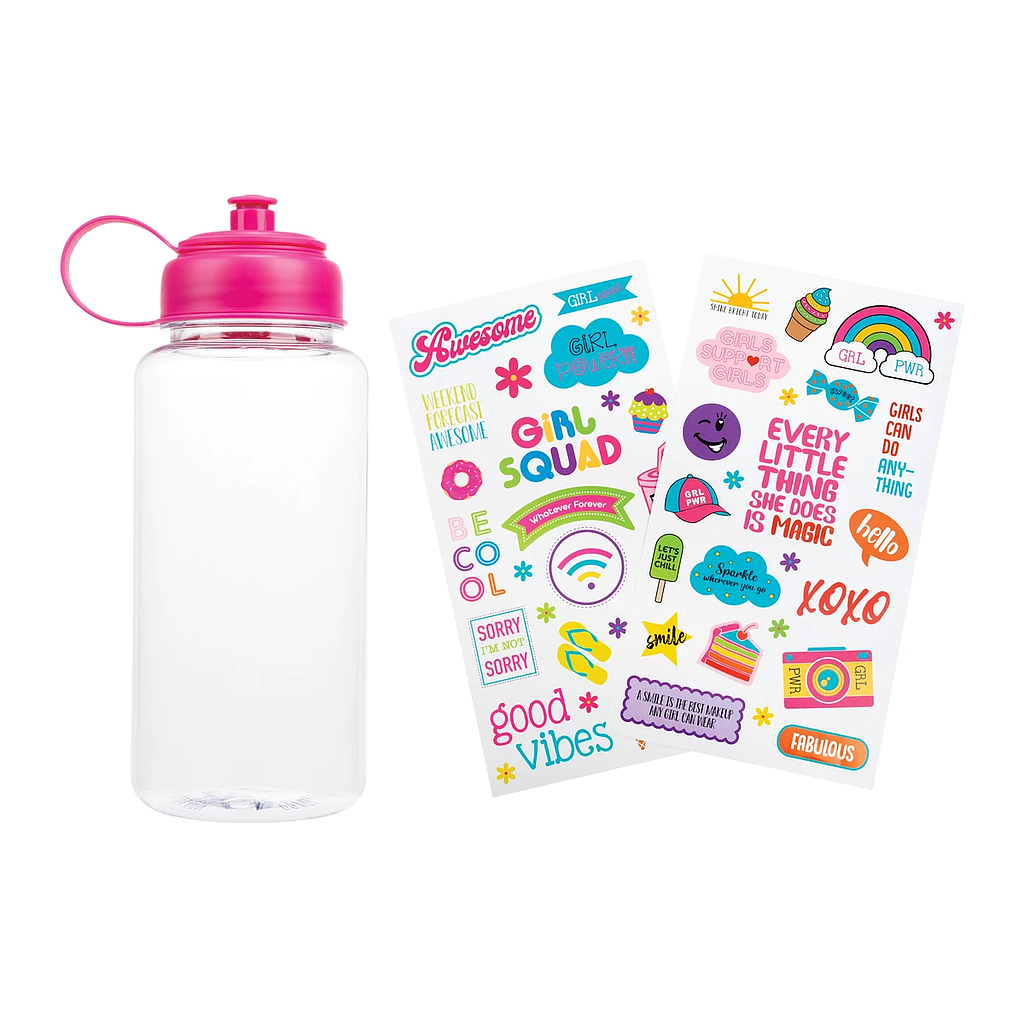 BOTELLA DIY C/CALCOMANIAS ROSADA