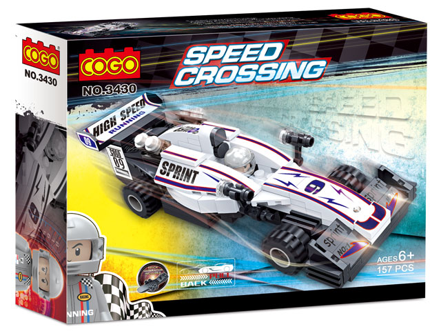 BLOQUES COGO SPEED CROSSING AUTO DE CARRERA BLANCO 157 PZ