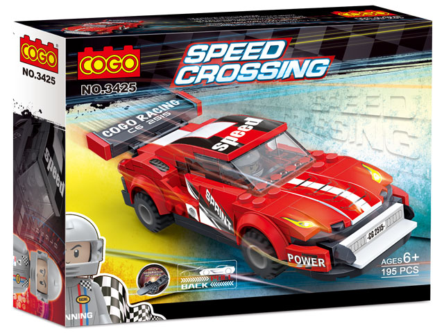 BLOQUES COGO SPEED CROSSING AUTO DE CARRERA ROJO 195 PZ