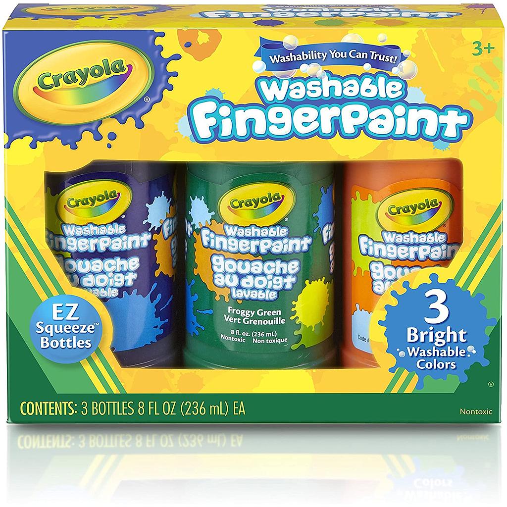 PINTURA P/DEDOS LAVABLE 8OZ 3 PZ