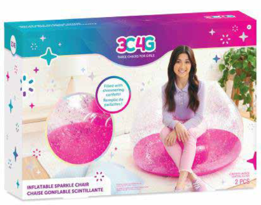SILLA INFLABLE CONFETI ROSADO