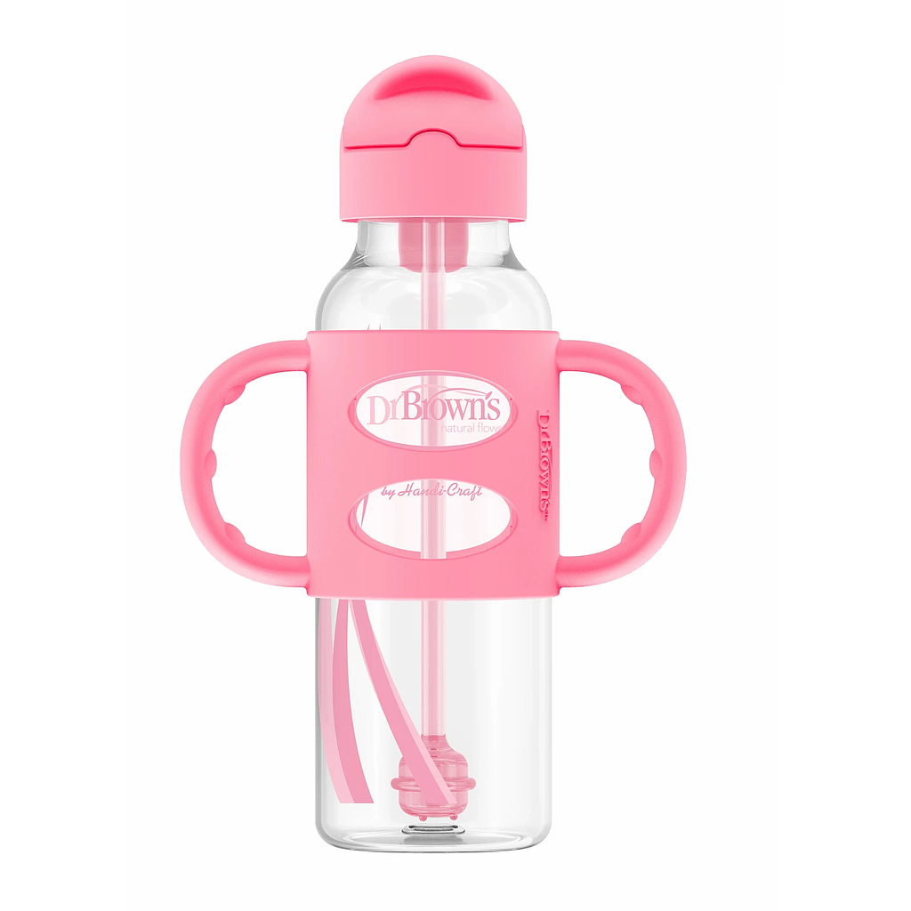 BOTELLA ESTRECHA C/PAJILLA Y ASAS ROSADO 8 ONZ