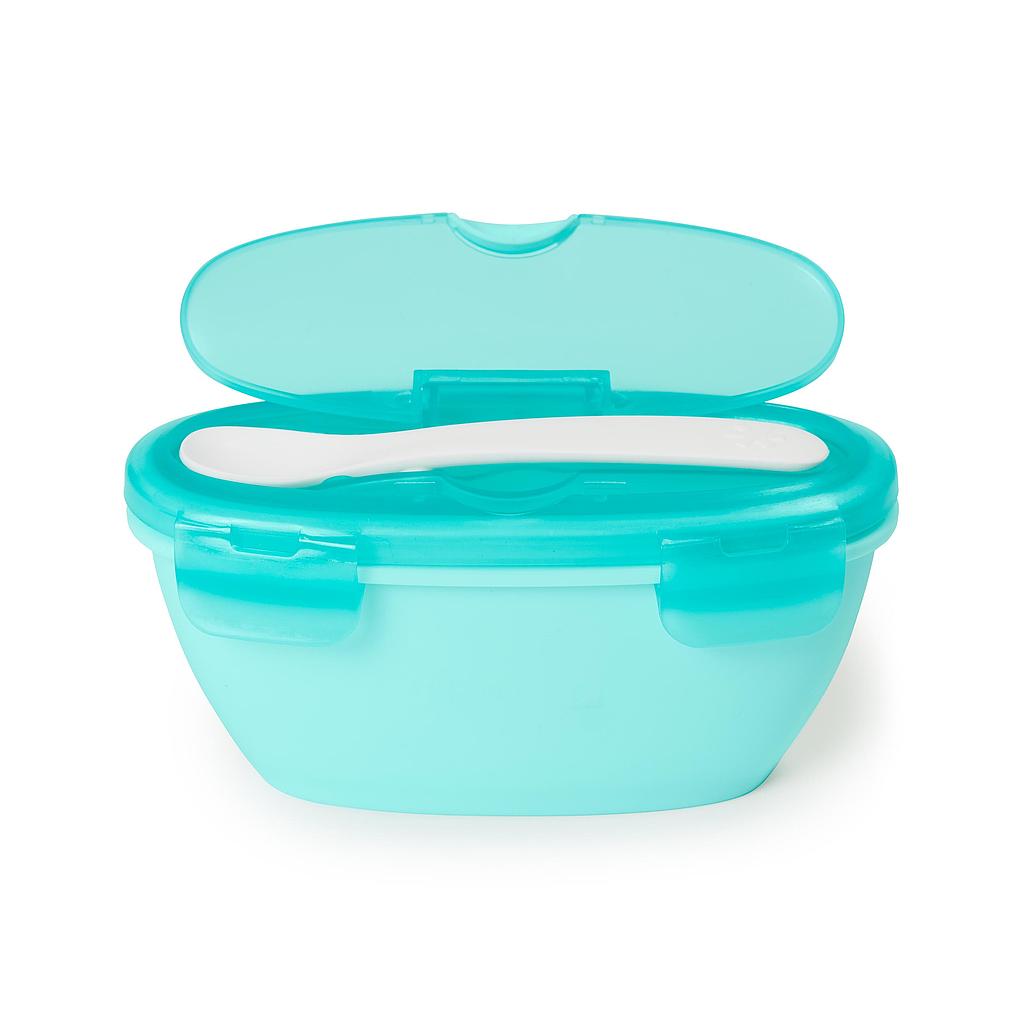 CONTENEDOR D/COMIDA Y CUCHARA PARA VIAJES CELESTE
