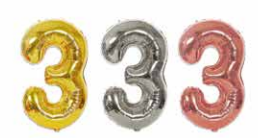 GLOBOS NUMERO # 3 40&quot; (ROSADO; DORADO; PLATEADO)