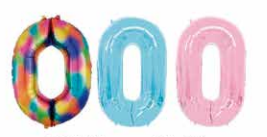 GLOBOS NUMERO # 0 40&quot; (ARCOIRIS; CELESTE; ROSADO)