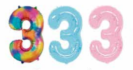 GLOBOS NUMERO # 3 40&quot; (ARCOIRIS; CELESTE; ROSADO)