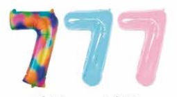 GLOBOS NUMERO # 7 40&quot; (ARCOIRIS; CELESTE; ROSADO)