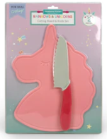SET DE CUCHILLO Y TABLA DE CORTAR UNICORNIO